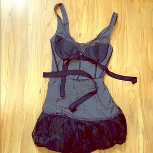 Silk Corseted Top Navy Blue Dress!